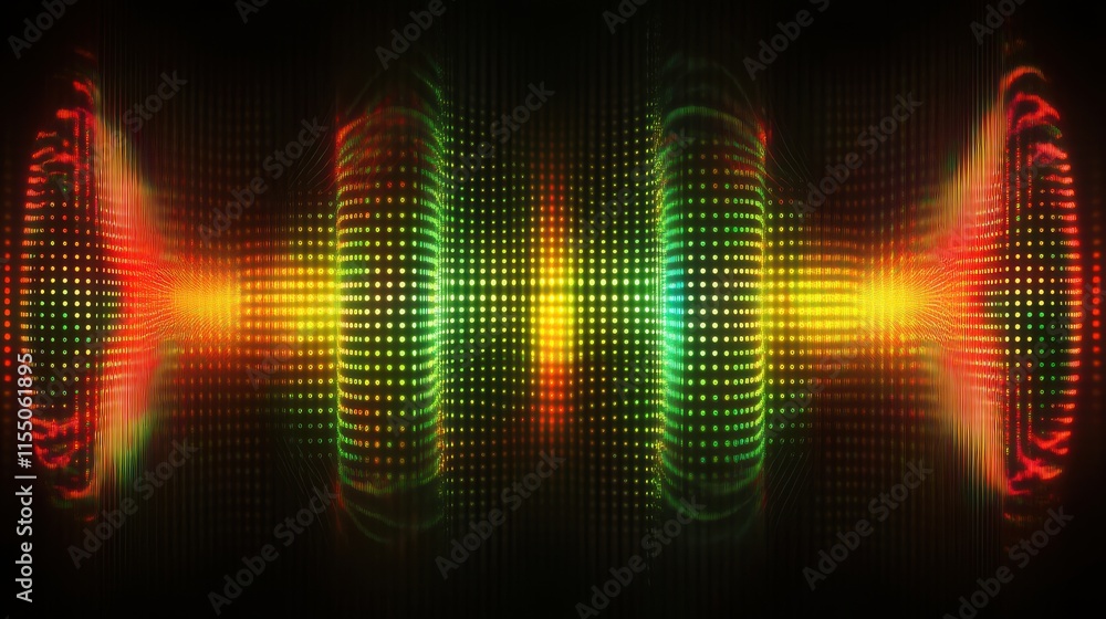 Poster abstract colorful sound wave visualization with bright highlighting