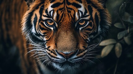 Fototapeta premium Close up of a Sumatran Tiger. Wildlife, predator, nature, conservation.