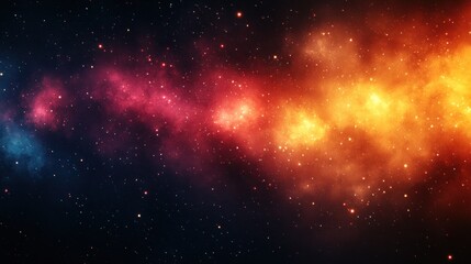 Naklejka premium Cosmic nebula with red, orange, and blue hues.