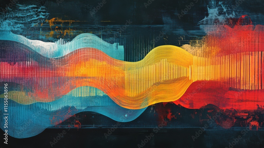 Aufkleber vibrant abstract waves of color in dynamic flowing composition