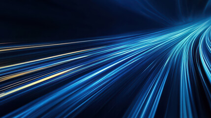 Abstract blue light speed lines background, fast-moving in dark space with copy space for design concept