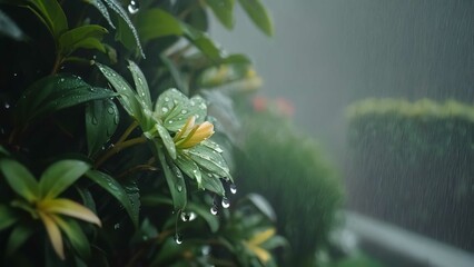 Fototapeta premium an image of a rain storm over the top of the jungle tree on the floor