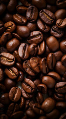 Obraz premium Stunning Espresso Coffee Beans Showcasing Their Freshly Roasted Aroma and Rustic Ambiance