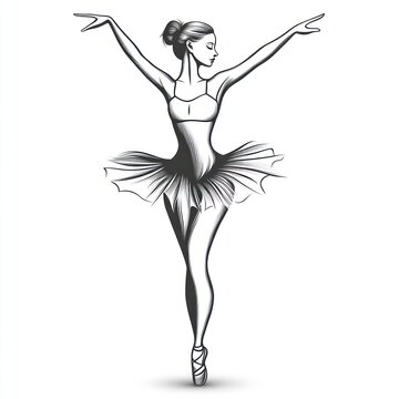 ballerina in black and white pose clip art preview