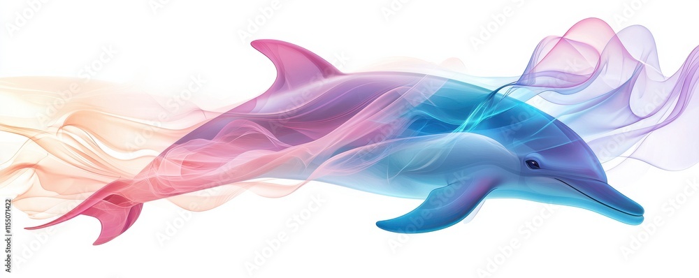 Poster a colorful abstract representation of a dolphin in motion.