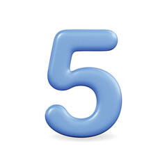 Naklejka premium 3d vector icon of a blue number five, featuring a rounded and modern design