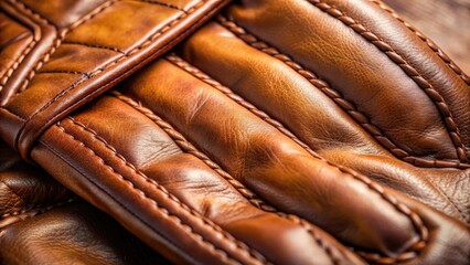 Close up of a leather glove with intricate stitching, leather, glove, handwear, fashion, style, accessory, protective, outfit