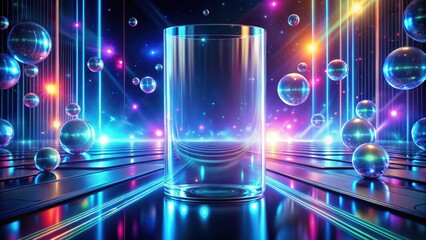 Obraz premium Abstract background with glass effect, glowing elements, and futuristic design, abstract, background,glass, glow