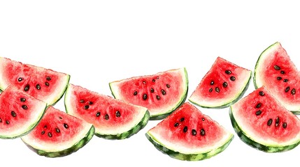 A realistic background with slices of watermelon neatly
