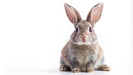 Obraz premium Gray fold rabbit isolated, sitting , rabbit, cute, fluffy, grey, isolated, sitting, adorable, soft, furry, domestic, pet, animal