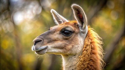 Obraz premium Closeup of a brown llama with a long nose, llama, animal, closeup, brown, fur, long nose, cute, domesticated, livestock