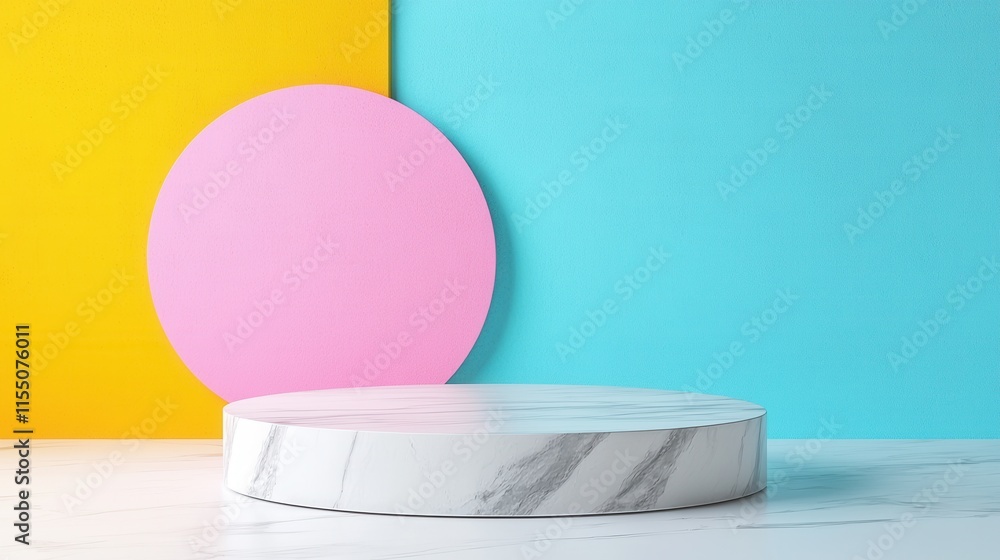 Poster geometric shapes pastel colors abstract minimal backdrop for product showcase or display