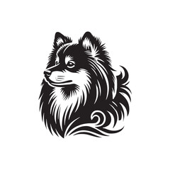 American Eskimo Dog Silhouette - Dog Vector - Minimalist Dog Illustration.