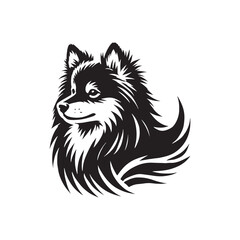 American Eskimo Dog Silhouette - Dog Vector - Minimalist Dog Illustration.