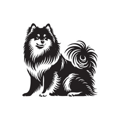 American Eskimo Dog Silhouette - Dog Vector - Minimalist Dog Illustration.