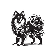 American Eskimo Dog Silhouette - Dog Vector - Minimalist Dog Illustration.