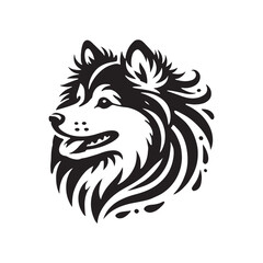 American Eskimo Dog Silhouette - Dog Vector - Minimalist Dog Illustration.