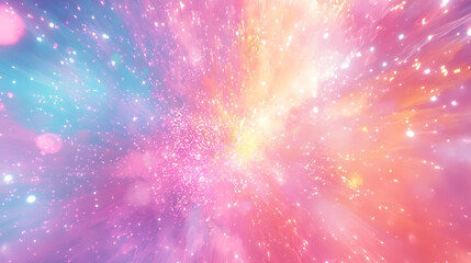 Fototapeta premium A colorful space background with purple and blue clouds and pink and blue stars. Stunning and breathtaking cosmic clouds in vivid colors beautifully showcasing the incredible 