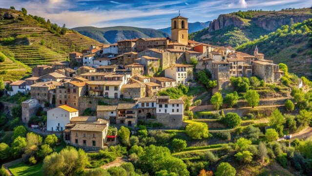 Picturesque village in the Sierra de G?dar, Linares de Mora, Arag?n, Spain, Linares de Mora, village, Sierra de G?dar