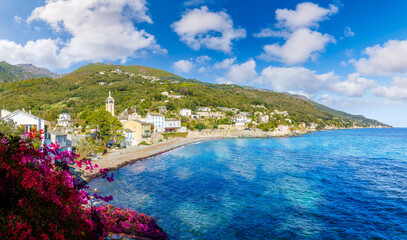 Brando village and Lavasina beach in Corsica island, French