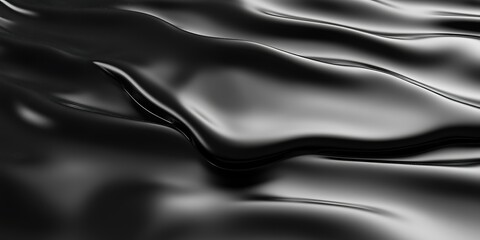 Fototapeta premium Abstract black liquid background with flowing, wavy texture and smooth surface.