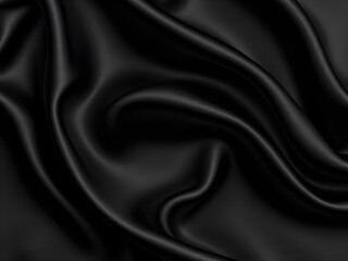 Obraz premium Abstract black background. Black silk satin texture background. Beautiful soft folds on the fabric. Black elegant background with copy space for your design.