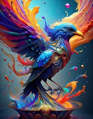 Obraz premium Baroque Bird Emergence: Infinite Wings from a Paint Container