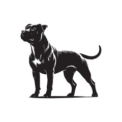 American Staffordshire Terrier Silhouette - American Staffordshire Terrier Illustration - Minimalist Dog Vector.