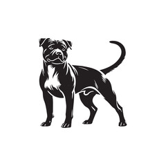 American Staffordshire Terrier Silhouette - American Staffordshire Terrier Illustration - Minimalist Dog Vector.