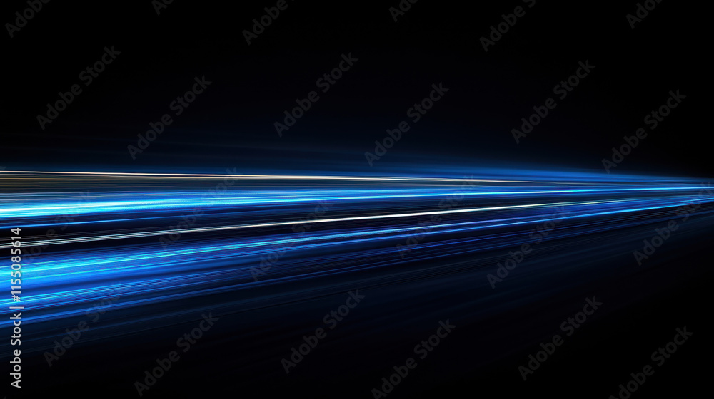 Aufkleber abstract blue light speed lines background, fast-moving in dark space with copy space for design con