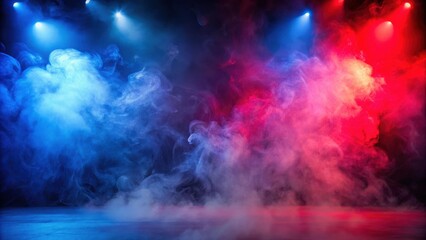 Smoke or fog with red and blue fill lights background , fog, mist, eerie, atmospheric, abstract, mysterious, red