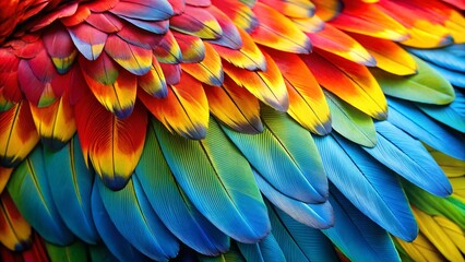 Obraz premium Close-up Colorful Parrot Feathers - Bright Avian Beauty