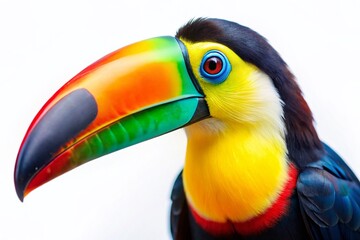 Fototapeta premium Colorful Toucan, Isolated White Background, Detailed AI Art