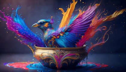 Baroque Bird Emergence: Infinite Wings from a Paint Container