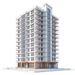 Fototapeta premium Modern apartment building architectural rendering. (2)