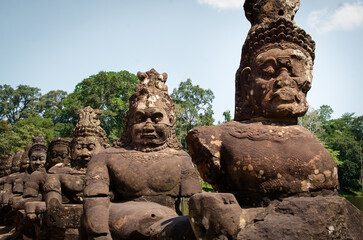 Obraz premium Buddha faces at temple at Angkor What, Siem Reap, Cambodja