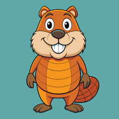 Obraz premium Cartoon style beaver mascot or animal character cute kind