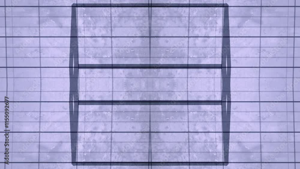 Aufkleber Geometric loop animation of a symmetrical flat pattern of simple rectangular shapes on a textured light purple background. The rectangular shapes transform into an elegant dynamic pattern. 3d render