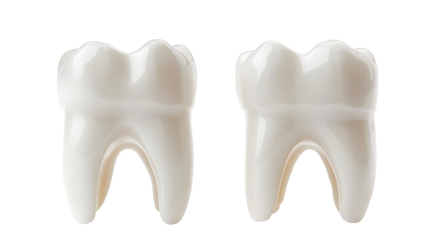Two teeth isolated on a transparent background. high resolution PNG file