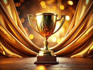 Golden Trophy on Table - High-Quality AI Image