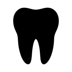 Black single healthy tooth silhouette vector illustration on white background