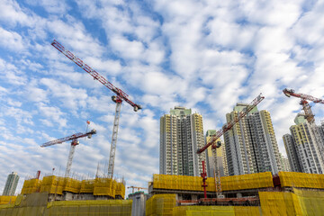 DEC 16 2024,Hong Kong.Construction site and Dense residential area in Kai Tak area