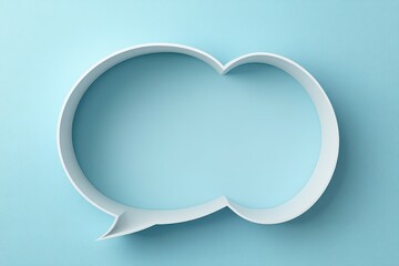 Blank Speech Bubble on Light Blue Background.