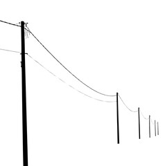 Electrical pole wire diving silhouette