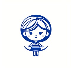 Fototapeta premium A simple cartoon of a girl with a white background