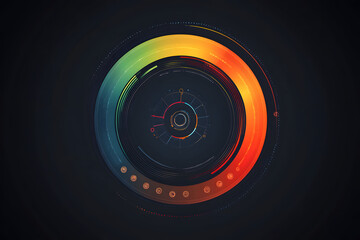 Colorful Circular Infographic Design with Modern Digital Elements and Data Representation