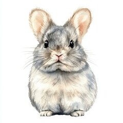 Obraz premium Adorable Watercolor Grey Rabbit