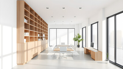 Minimal, simple and stylish office interior design. Generative AI