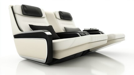 Luxury reclining seats modern airplane cabin product showcase sleek close-up
