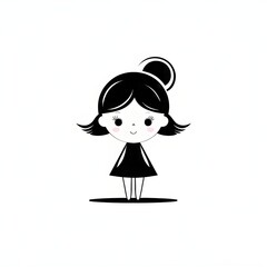 Fototapeta premium A simple cartoon of a girl with a white background